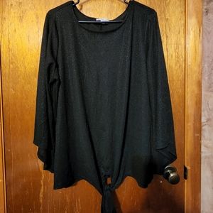 Sparkling black tie front blouse